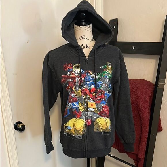 Vintage Transformers Changes Gray Pullover Graphic Hoodie Pockets Sweatshirt - Picture 1 of 11